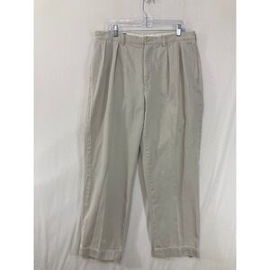 Vintage Polo Ralph Lauren Mens Andrew Pants size 36/30 Tan Khaki Pleated Chino